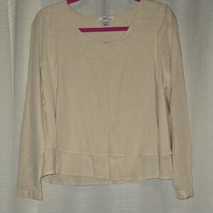 Bar III Light Cream Layered Long-Sleeve Blouse
